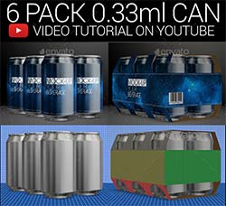 易拉罐品牌包装展示模型(0.33ml/正侧面)：6 Pack 0.33ml Can 02